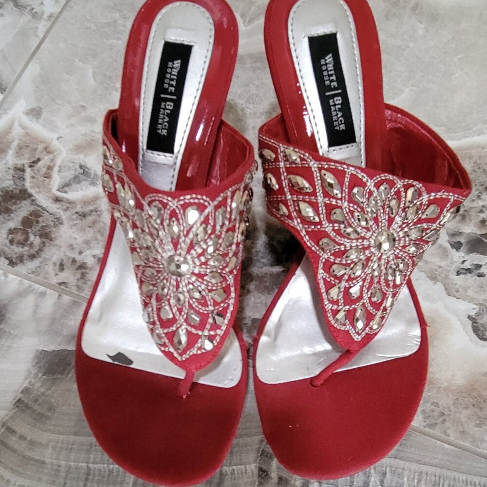 White House Black Market Kaley Studded Thong Cork Wedge